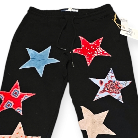 NWT Rialto Jean Project Ariel Star Patchwork Jogger Sweatpants - Picture 3 of 7